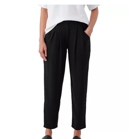 Eileen Fisher Silk Tapered Ankle Pants - Picture 1 of 14